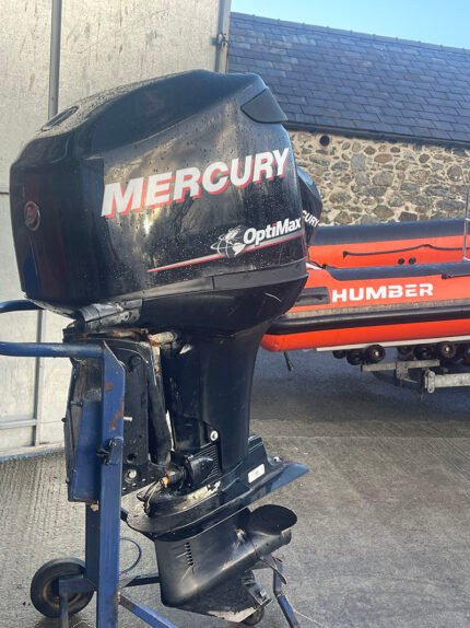 Used 125hp Mercury Optimax - Long shaft, two stroke, direct injection, electric start, remote control, PTT, 477hours - Bill Higham Marine £4,500.00